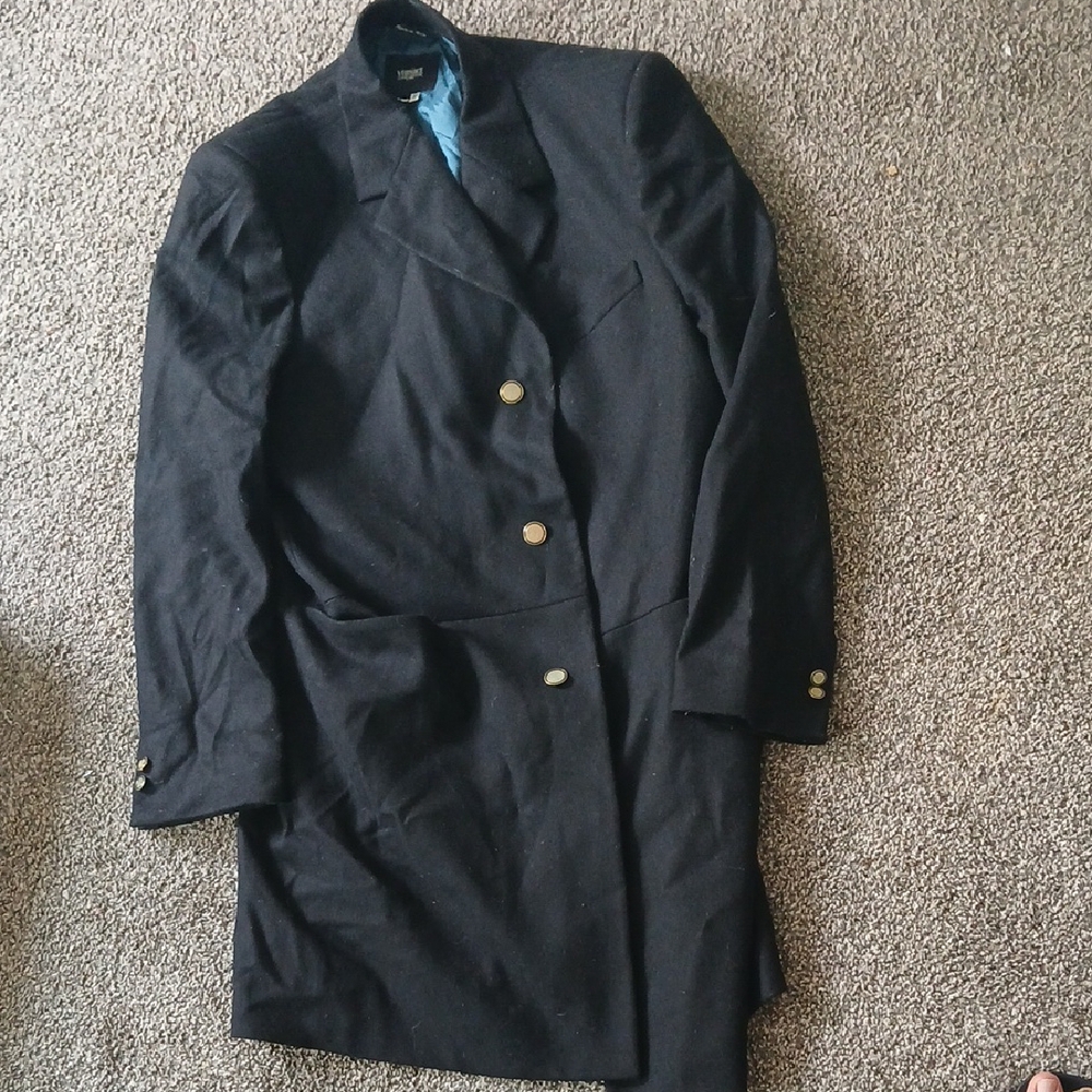 Versace Black Trench Coat with Gold Buttons - Picture 2 of 11